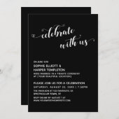 Invitation Célébrez avec nous Coeurs Script Black Réception (Devant / Derrière)