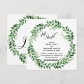 Invitation Célébrez avec nous Couronne verte - Réception uniq (Devant / Derrière)