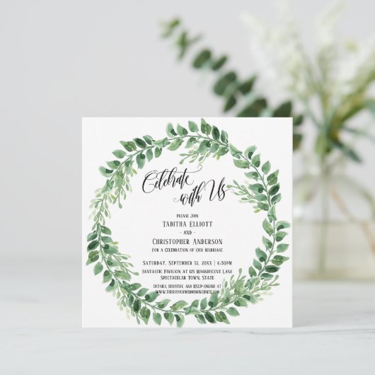 Invitation Célébrez avec nous Couronne verte (réception uniqu (Debout devant)