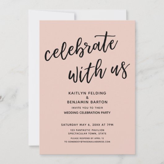 Invitation Célébrez avec nous Décontracté Blush Pink Wedding  (Devant)
