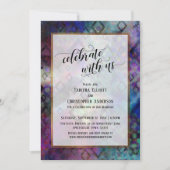 Invitation Célébrez avec nous des bordures dorées abstraites (Devant)