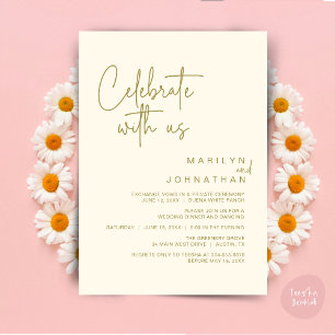 Invitation Célébrez avec nous, Dîner de Mariage Intime