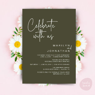 Invitation Célébrez avec nous, Dîner de Mariage Intime