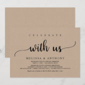 Invitation Célébrez avec nous, dîner de mariage intime rustiq (Devant / Derrière)