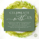 Invitation Célébrez avec nous, Dîner Mariage Elopement<br><div class="desc">Annoncez avec élégance votre bonheur à chaque instant grâce à notre carte d'invitation à la célébration de l'élévation mariage, "Célébrez avec nous". Adaptée aux couples qui perpétuent leur histoire d'amour, cette invitation offre un équilibre parfait entre sophistication et charme, offrant le cadre d'un événement inoubliable. Doté d'un design contemporain moderne,...</div>