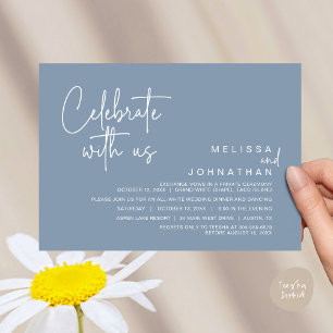 Invitation Célébrez avec nous, Dîner Mariage moderne Elopemen