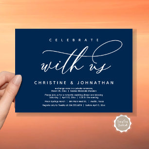 Invitation Célébrez avec nous, Dîner Mariage moderne Elopemen