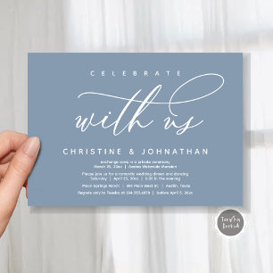 Invitation Célébrez avec nous, Dîner Mariage moderne Elopemen