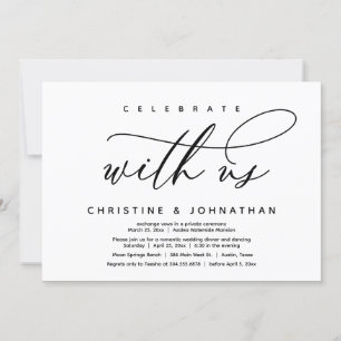 Invitation Célébrez avec nous, Dîner Mariage moderne Elopemen