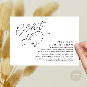 Invitation Célébrez avec nous, Dîner Mariage romantique