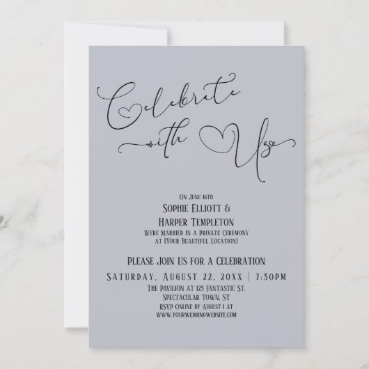 Invitation Célébrez avec nous Dusty Blue Réception uniquement (Devant)