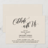 Invitation Célébrez avec Nous Écriture Élaborée Crème (Devant / Derrière)