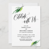 Invitation Célébrez avec Nous Écriture Élaborée et Verdure (Devant)