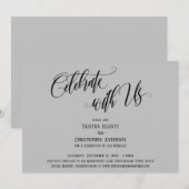 Invitation Célébrez avec Nous Écriture Élaborée Gris Clair (Devant / Derrière)