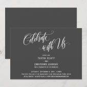 Invitation Célébrez avec Nous Écriture Élaborée Gris Foncé (Devant / Derrière)