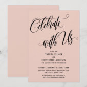 Invitation Célébrez avec Nous Écriture Élaborée Rose Pâle Blu (Devant / Derrière)