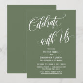 Invitation Célébrez avec Nous Écriture Élaborée Vert Olive (Devant / Derrière)