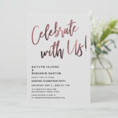 Invitation Célébrez avec nous ! Écriture manuscrite gris or r (Debout devant)