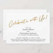 Invitation Célébrez avec Nous Écriture Manuscrite Or Réceptio (Devant / Derrière)