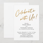 Invitation Célébrez avec Nous Écriture Manuscrite Or Réceptio (Devant / Derrière)