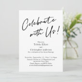 Invitation Célébrez avec Nous Écriture Simple Noir & Blanc (Debout devant)