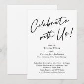 Invitation Célébrez avec Nous Écriture Simple Noir & Blanc (Devant / Derrière)