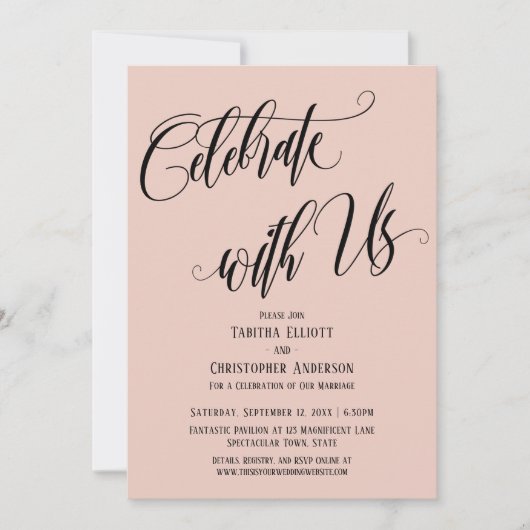Invitation Célébrez avec nous Elaborer Script Blush Pink (Devant)