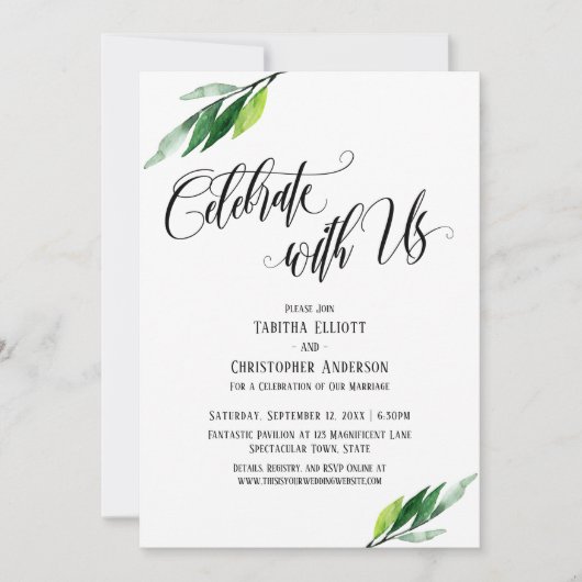 Invitation Célébrez avec nous Elaborer Script et verdure (Devant)