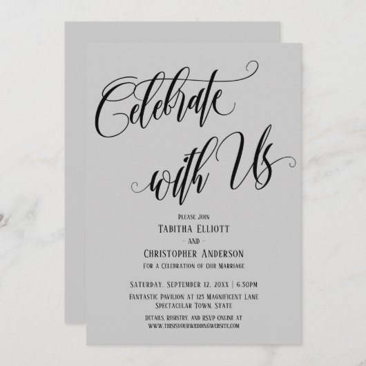 Invitation Célébrez avec nous Elaborer Script Grey (Devant / Derrière)