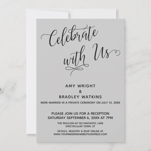 Invitation Célébrez avec nous Élégant Réception seulement en  (Devant)