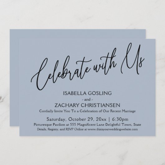 Invitation Célébrez avec nous Élégante écriture manuscrite Du (Devant / Derrière)