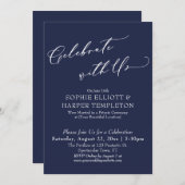 Invitation Célébrez avec nous Élégante réception bleu marine (Devant / Derrière)