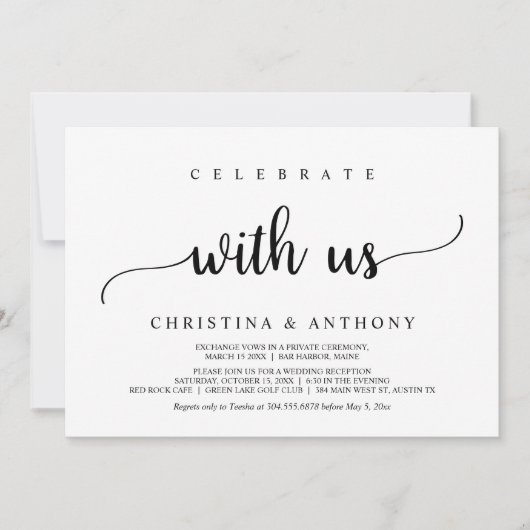 Invitation Célébrez avec nous, Élitement de mariage rustique (Devant)