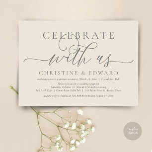 Invitation Célébrez avec nous, Elopement Party, Crème et Grey