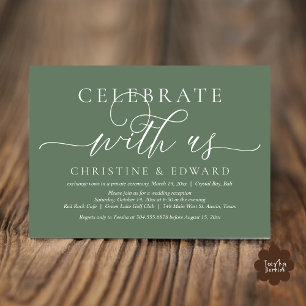 Invitation Célébrez avec nous, Elopement Party, Sage Green