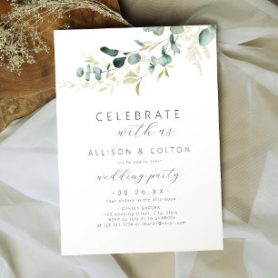 Invitation Célébrez avec nous! eucalyptus rustique boho vert