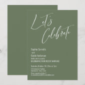 Invitation Célébrez avec nous Fête de mariage vert olive mode (Devant / Derrière)
