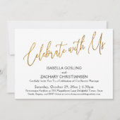 Invitation Célébrez avec Nous Fête Écriture Élégante en Or (Devant)