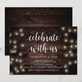 Invitation Célébrez avec nous, Guirlande Lumineuse, Mariage e (Devant / Derrière)