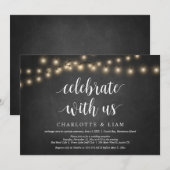 Invitation Célébrez avec nous, Guirlande Lumineuse, Mariage I (Devant / Derrière)