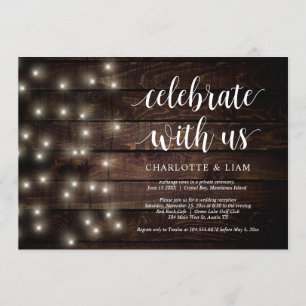 Invitation Célébrez avec nous, Guirlande Lumineuse, Mariage I