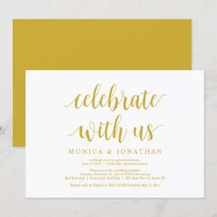 Invitation Célébrez avec nous, Jaune Or, Mariage en Intime