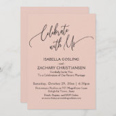 Invitation Célébrez avec nous Jolies écritures Rose poudré (Devant / Derrière)