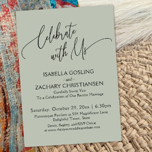 Invitation Célébrez avec Nous Jolies Écritures Vert Sauge