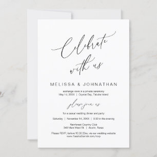 Invitation Célébrez avec nous, Mariage en fuite moderne