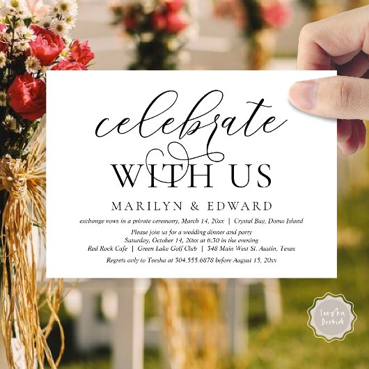 Invitation Célébrez avec nous, Mariage Fuite Party