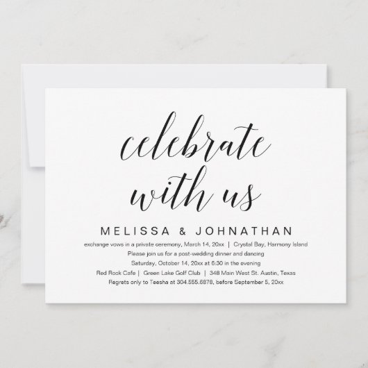 Invitation Célébrez avec nous, Mariage Intime (Devant)