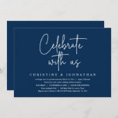 Invitation Célébrez avec nous, mariage intime, Bleu marine   (Devant / Derrière)