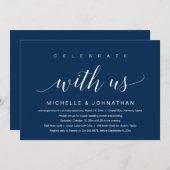 Invitation Célébrez avec nous, Mariage Intime, Bleu Nuit (Devant / Derrière)