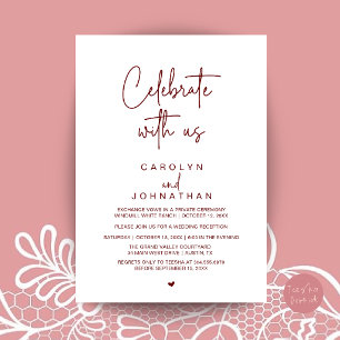 Invitation Célébrez avec nous, Mariage Intime Bourgogne Vin